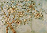 Unknown White Magnolia Triptych painting
